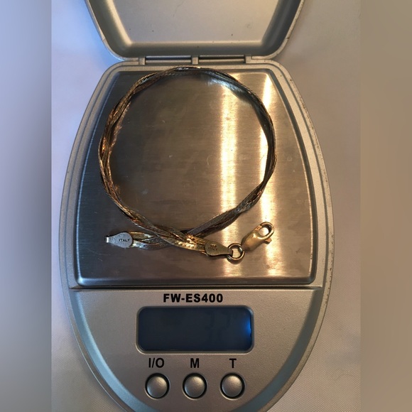 90’s 925 fmc tricolor 6.5in (approx) braided bracelet. Rose/white/yellow gold. - Picture 3 of 15